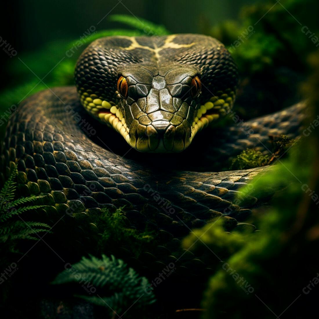 Cobra em floresta escura noite