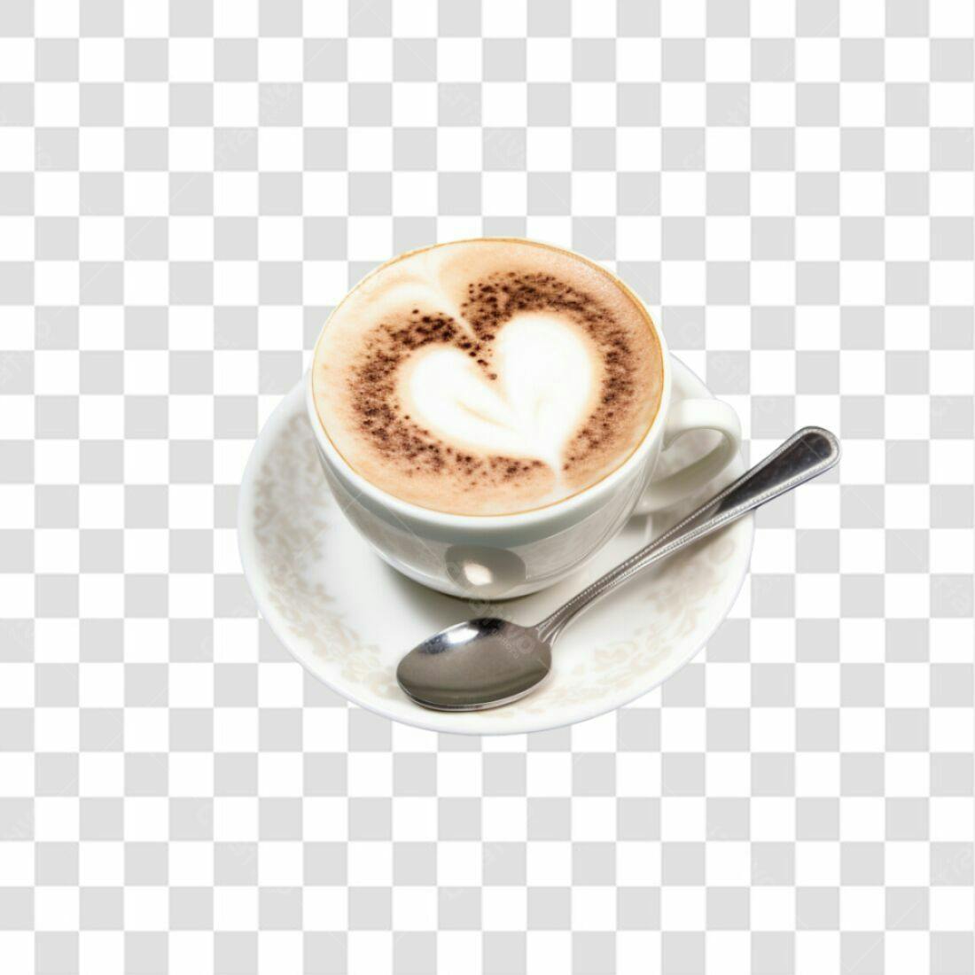 Icone Café Cappuccino com Arte na Espuma PNG com fundo transparente