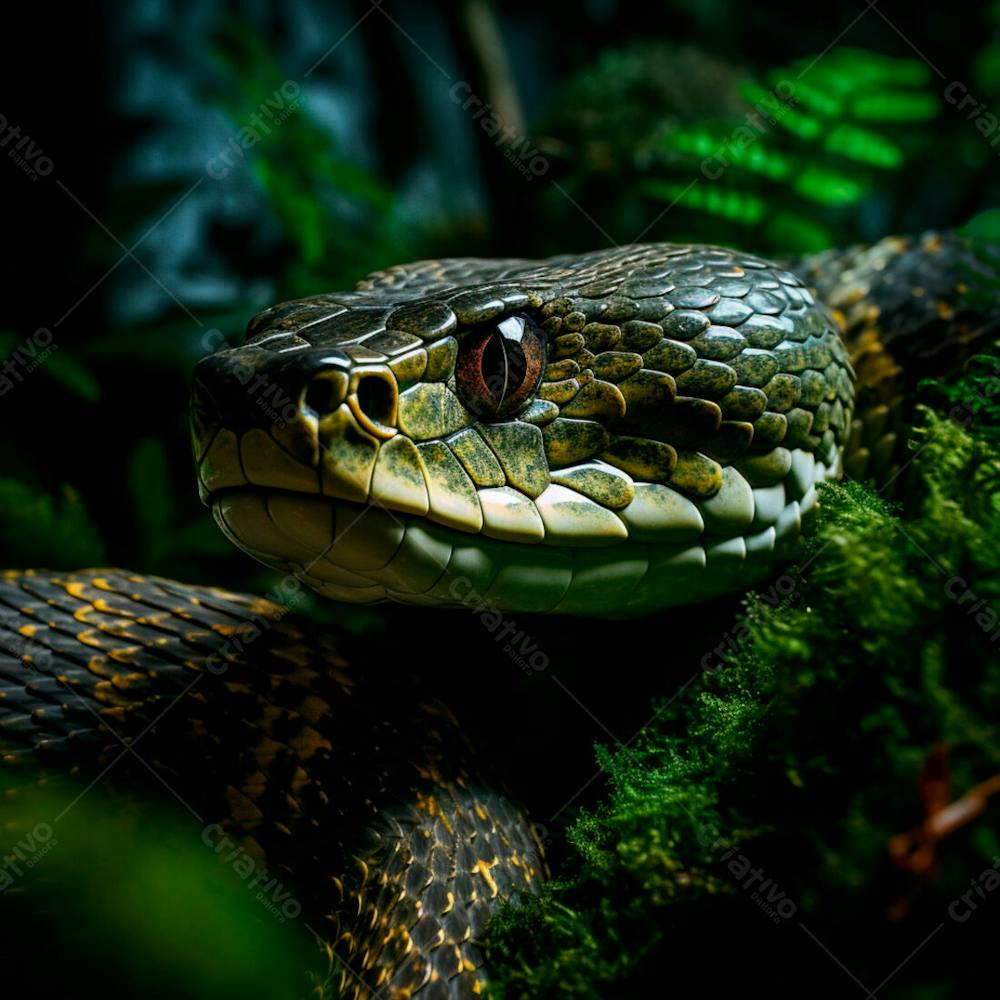 Close Da Cabeça De Uma Cobra Gigante Na Floresta 9