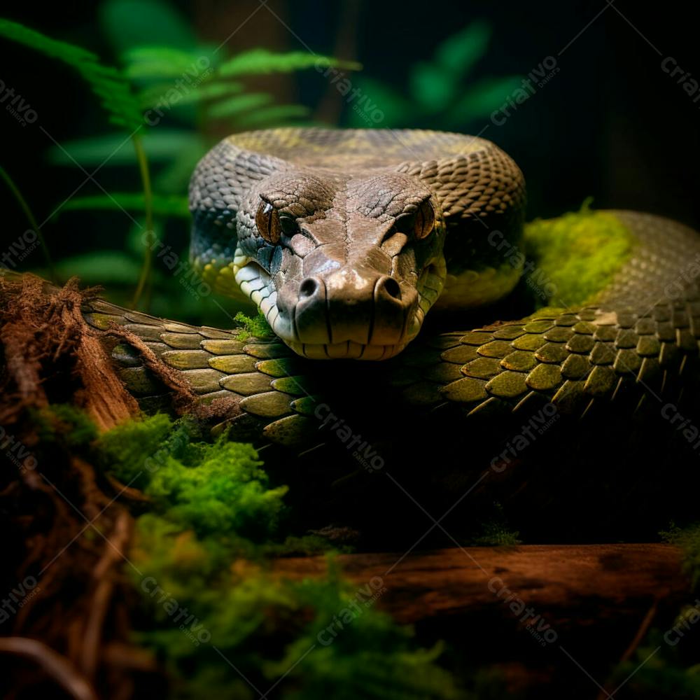 Close Da Cabeça De Uma Cobra Gigante Na Floresta 10