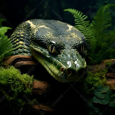 Close Da Cabeça De Uma Cobra Gigante Na Floresta 12