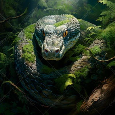 Close Da Cabeça De Uma Cobra Gigante Na Floresta 13