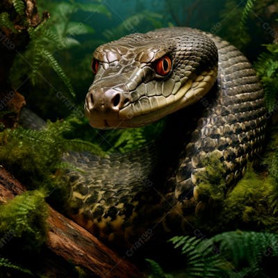 Close Da Cabeça De Uma Cobra Gigante Na Floresta 15