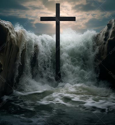 Imagem De Uma Cruz Em Uma Rocha No Mar 5