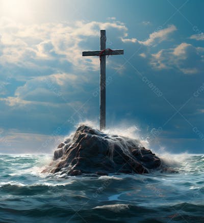 Imagem De Uma Cruz Em Uma Rocha No Mar 7