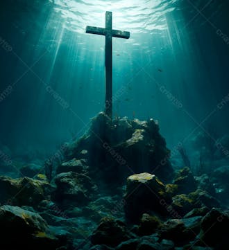 Imagem de uma cruz em uma rocha no mar 9