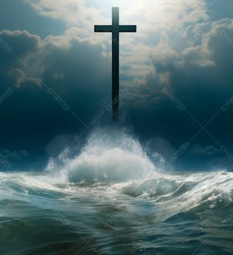 Imagem de uma cruz em uma rocha no mar 15