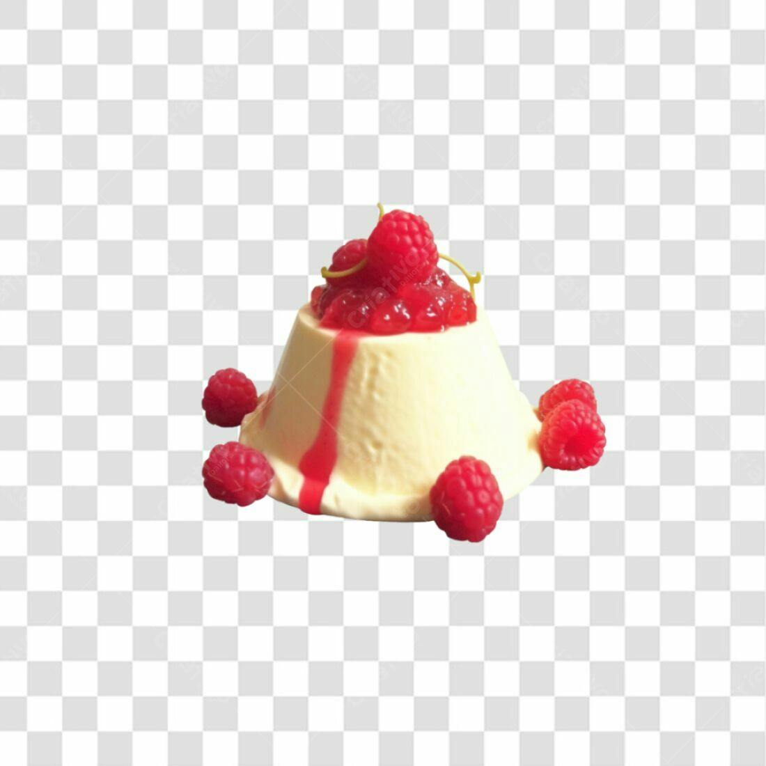 Imagem PNG de Panna Cotta com Framboesas fundo transparente
