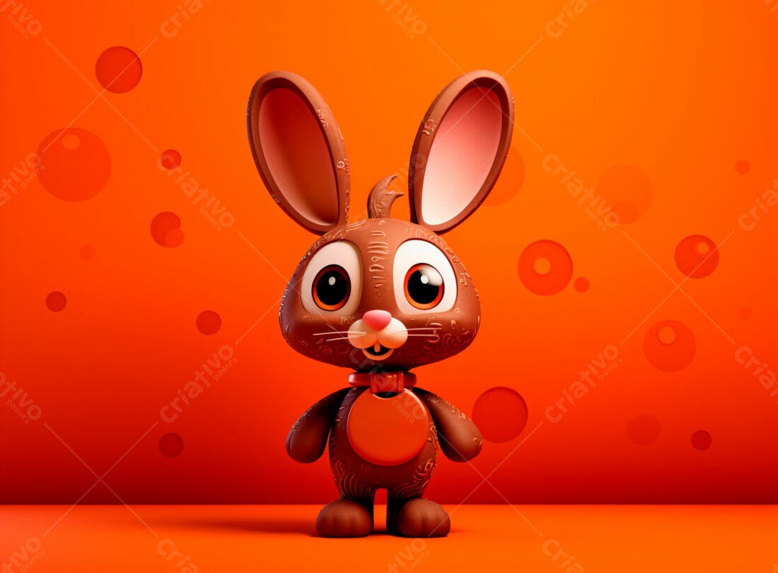 Coelhinho Marrom em Fundo Laranja