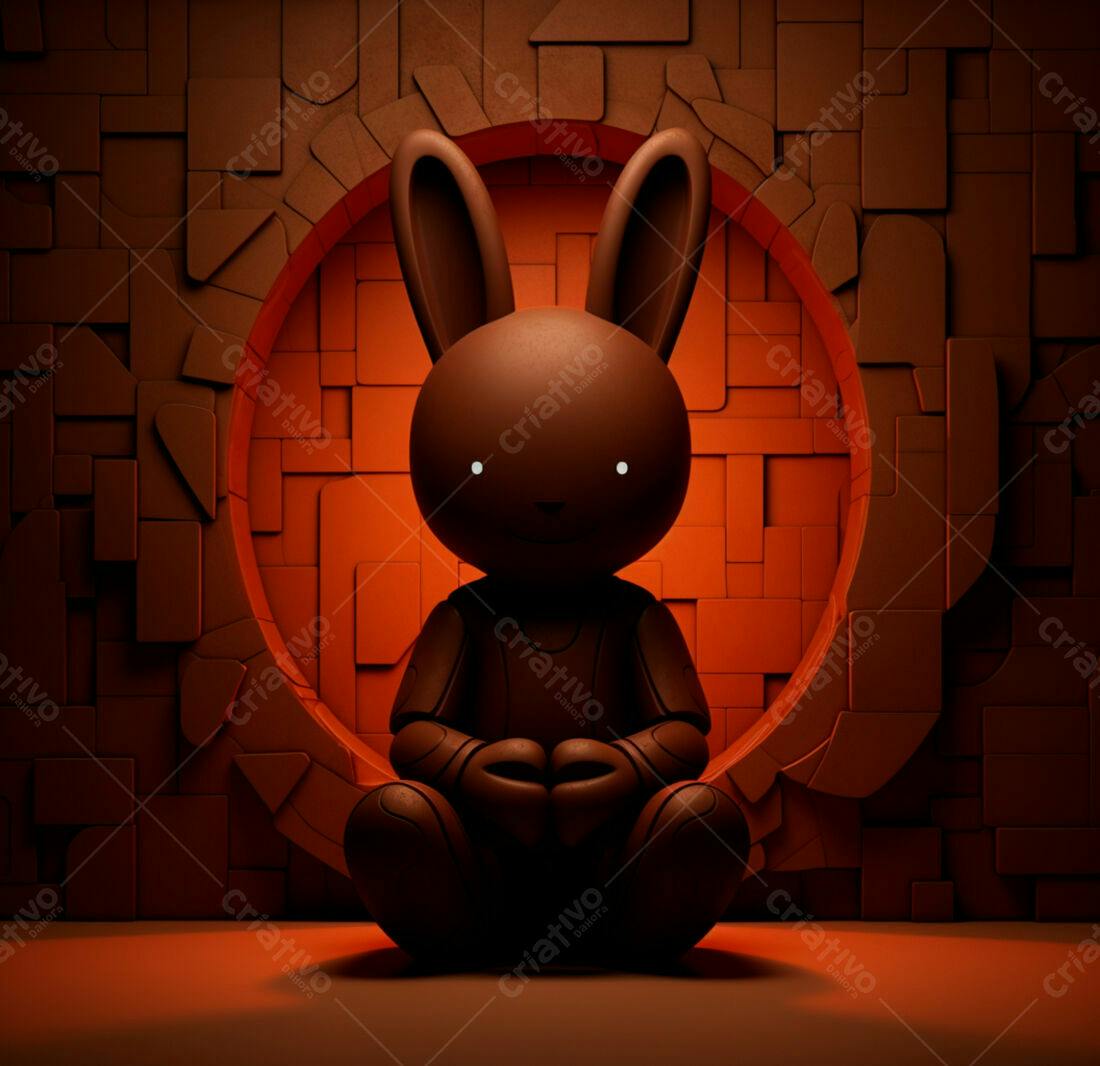 Coelho de chocolate em pose meditativa