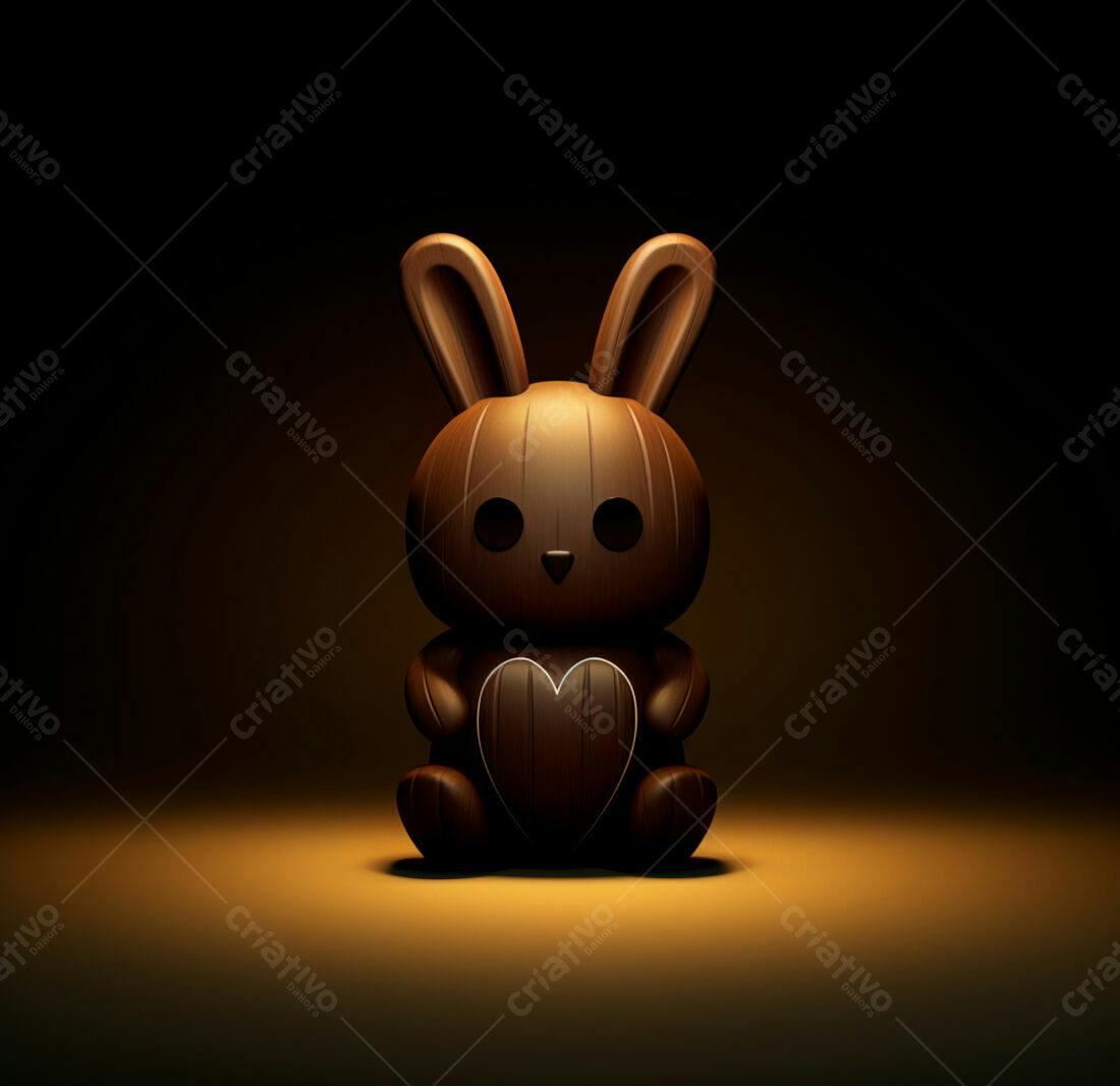 Coelho de chocolate com coração para o Dia dos Namorados