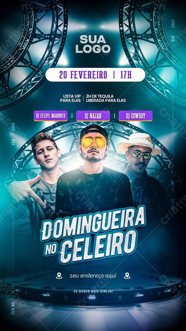 Flyer para Festa Domingueira no Celeiro PSD Editável