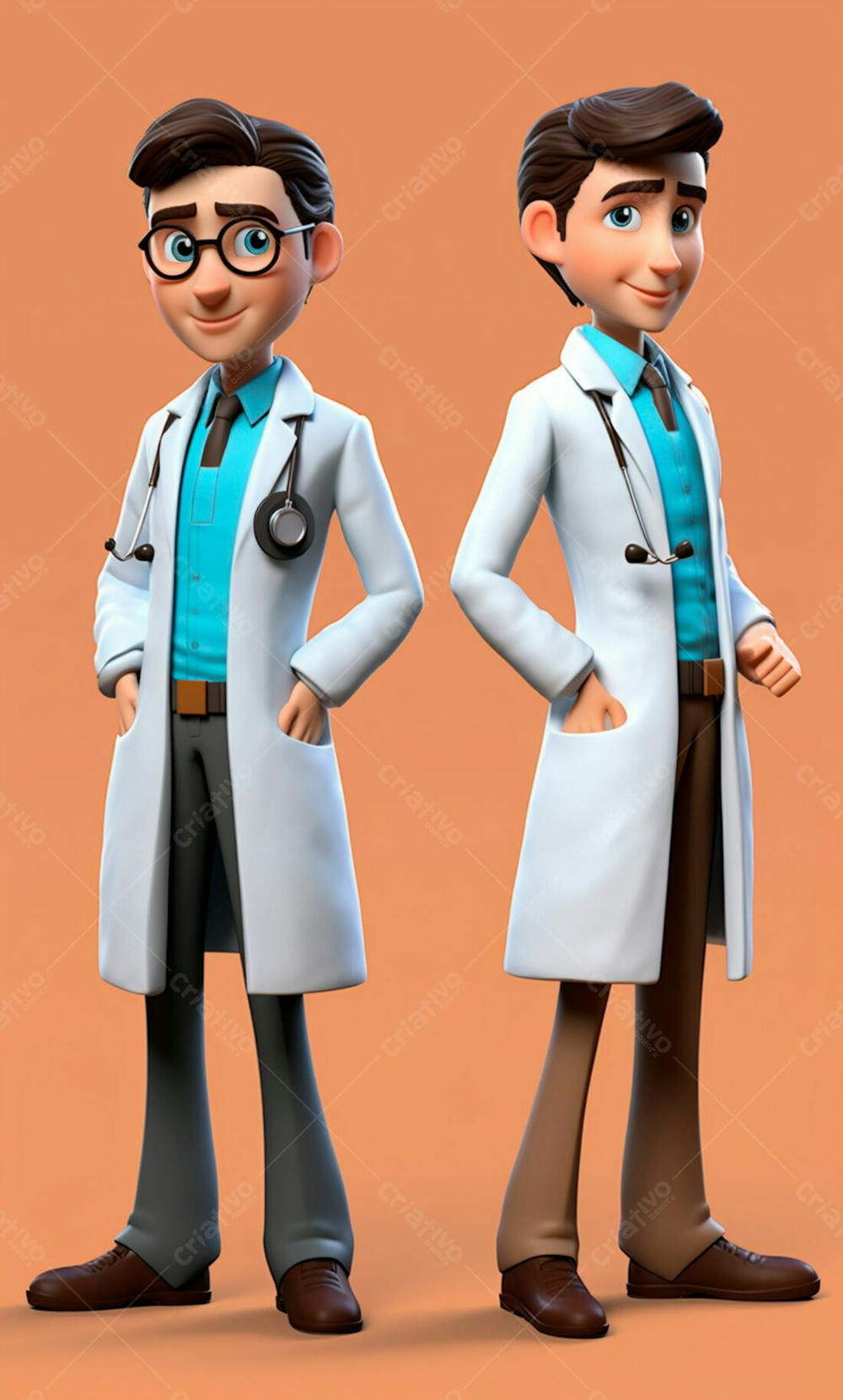 Médicos Em Desenho Animado De Jaleco Modelo 3D 1