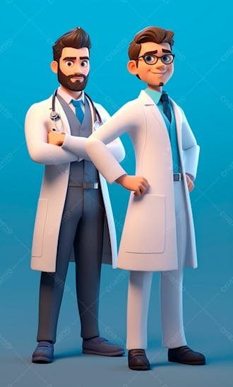 Médicos em desenho animado de jaleco modelo 3d 3