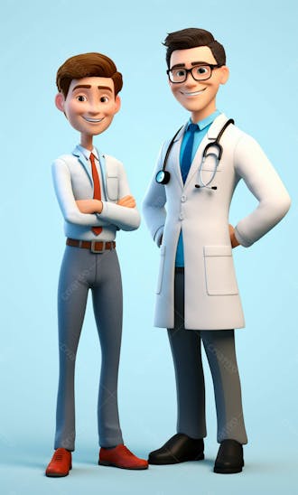 Médicos em desenho animado de jaleco modelo 3d 4