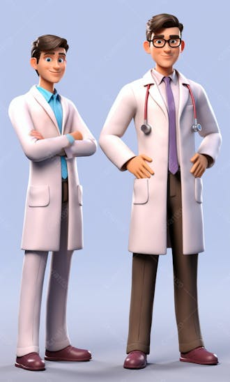 Médicos em desenho animado de jaleco modelo 3d 5