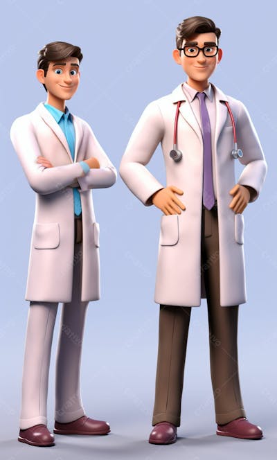 Médicos Em Desenho Animado De Jaleco Modelo 3D 5