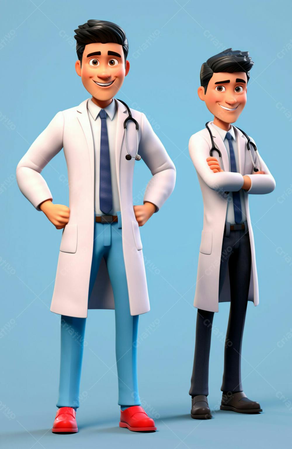 Médicos Em Desenho Animado De Jaleco Modelo 3D 6