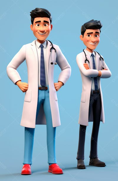 Médicos Em Desenho Animado De Jaleco Modelo 3D 6