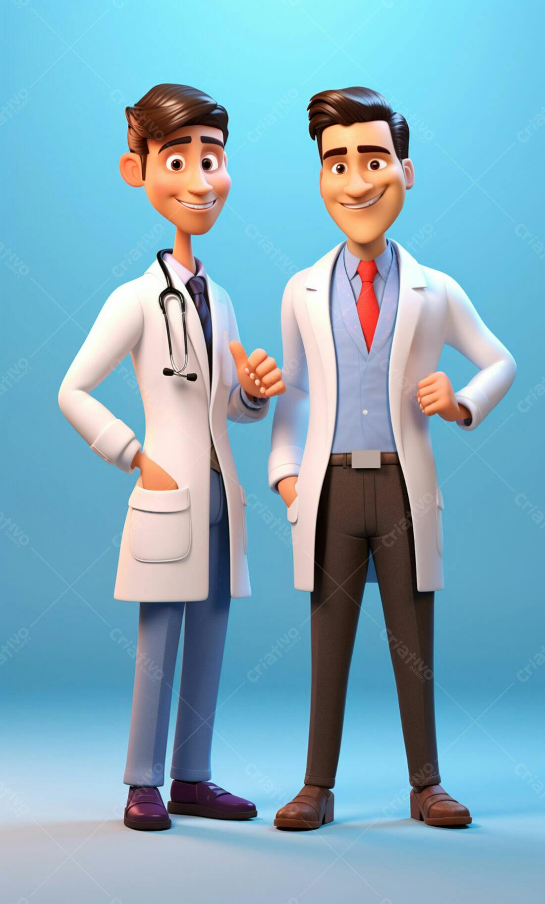 Dois médicos animados em fundo azul