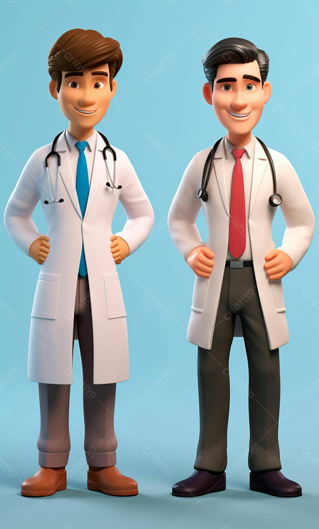Dois médicos animados em fundo azul