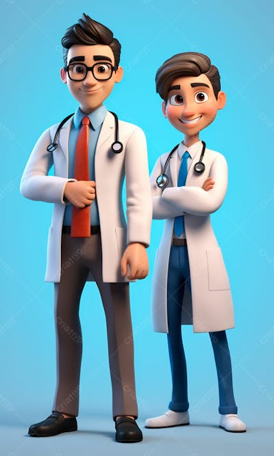Médicos Em Desenho Animado De Jaleco Modelo 3D 9