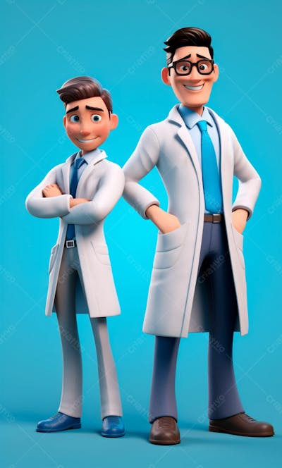 Médicos Em Desenho Animado De Jaleco Modelo 3D 14