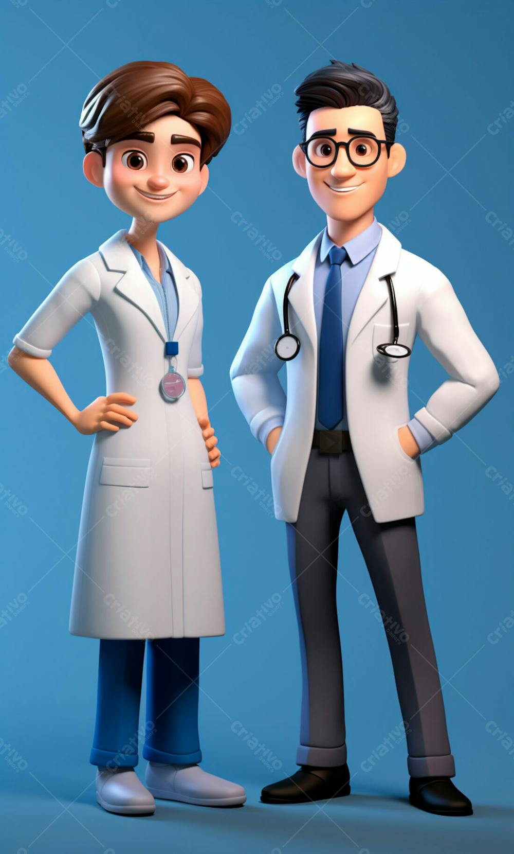 Médicos Em Desenho Animado De Jaleco Modelo 3D 17