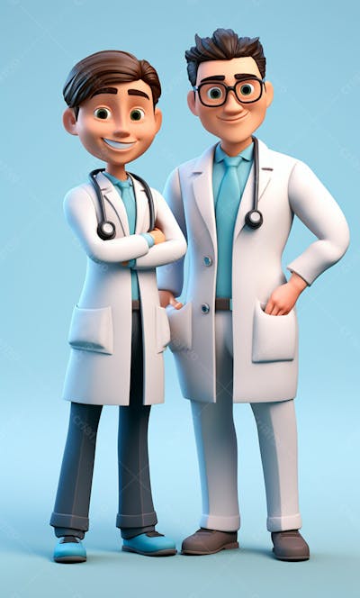 Médicos Em Desenho Animado De Jaleco Modelo 3D 20