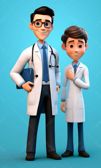 Médicos em desenho animado de jaleco modelo 3d 21