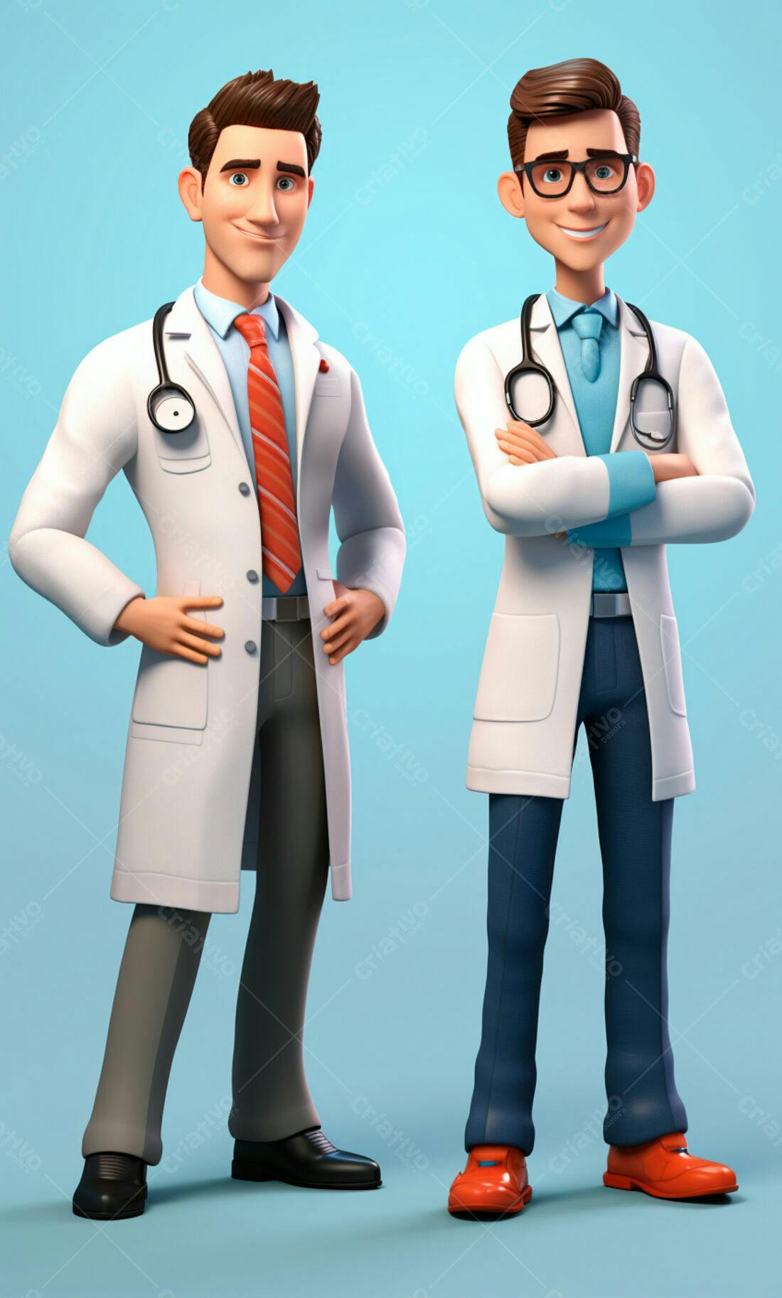 Dois Médicos Desenho Animado Sorrindo