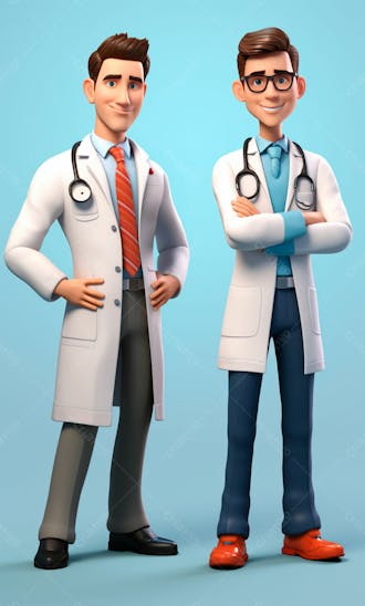 Médicos em desenho animado de jaleco modelo 3d 22