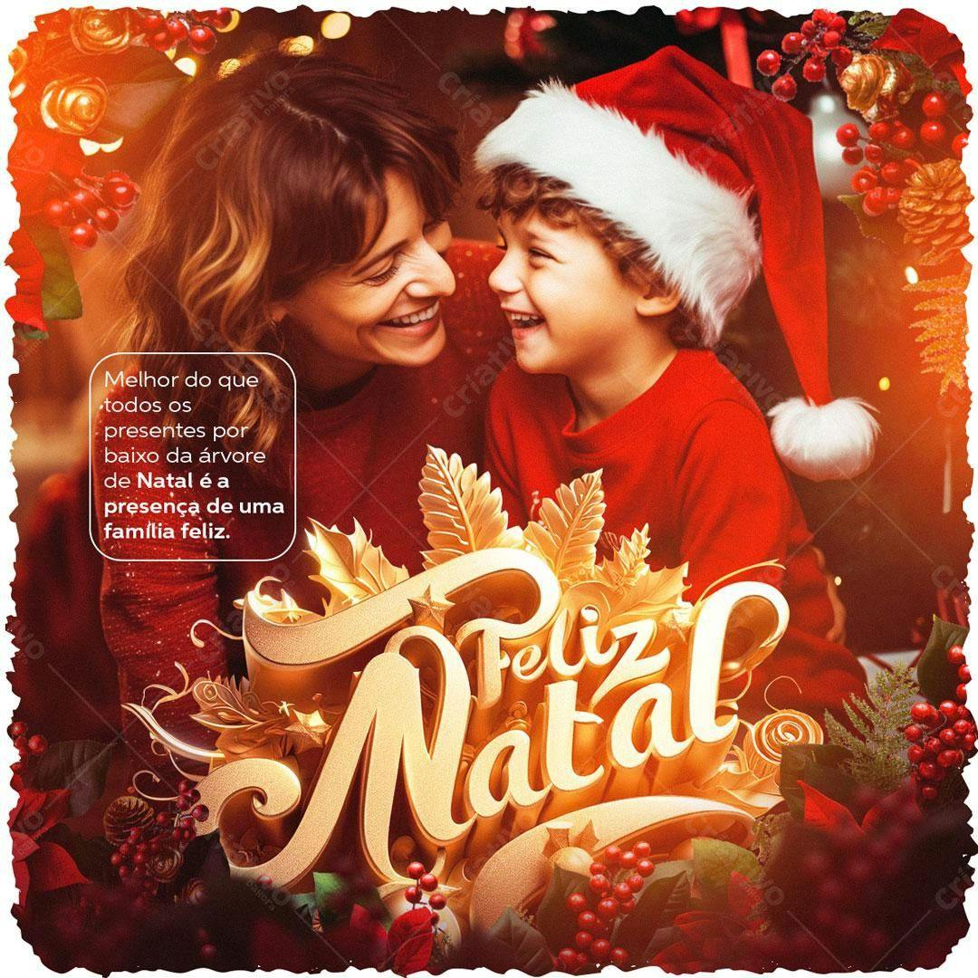 Postagem Natalina Família Feliz PSD Editável