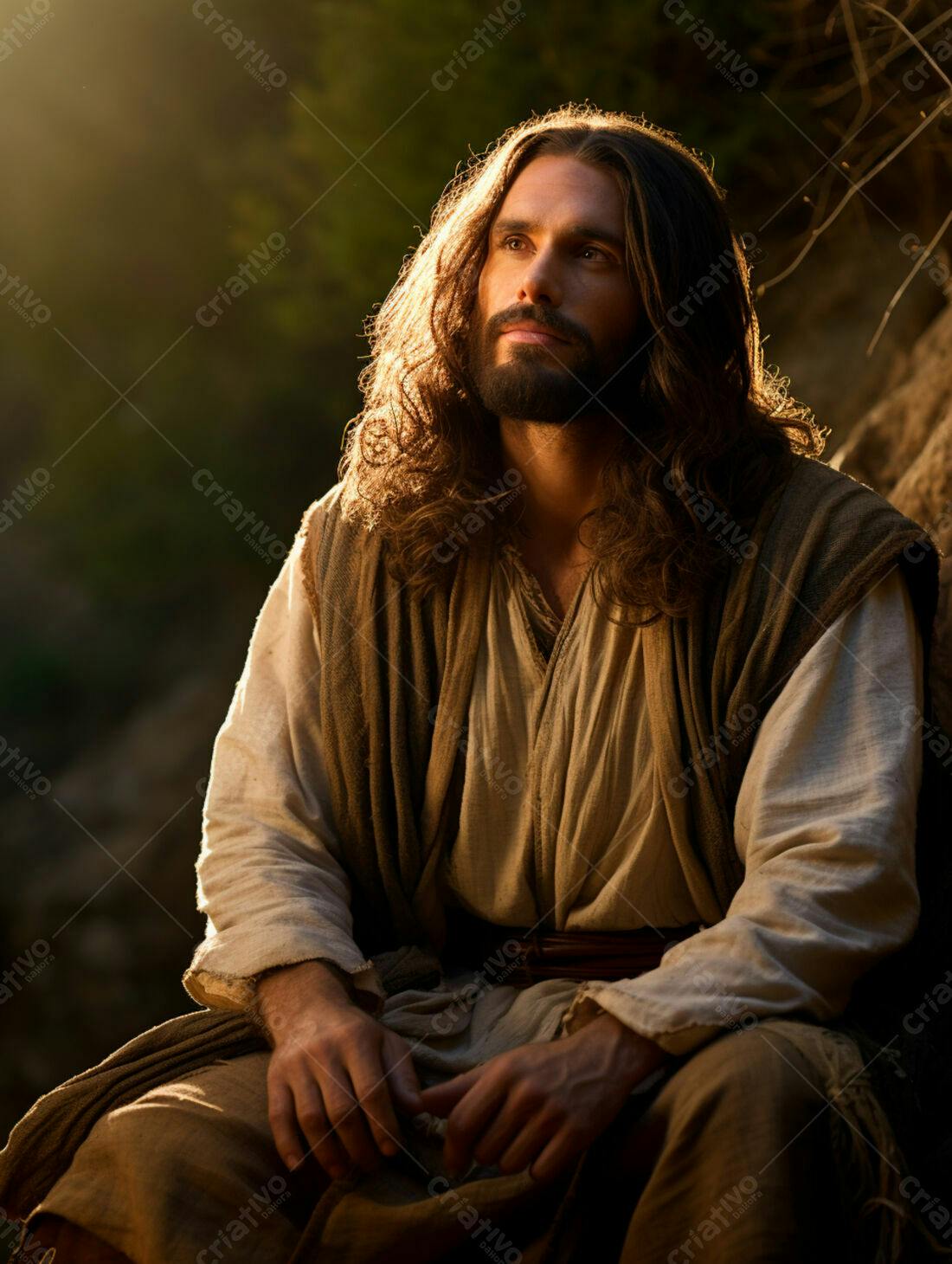 Jesus meditando ao entardecer