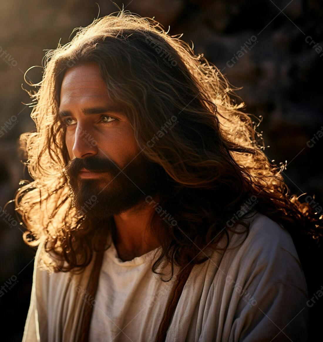Jesus Cristo retrato iluminação dourada