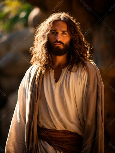 Jesus Cristo Em Um Cenário Histórico, Com Manto Tradicional, Cercado Por Arquitetura Antiga 14