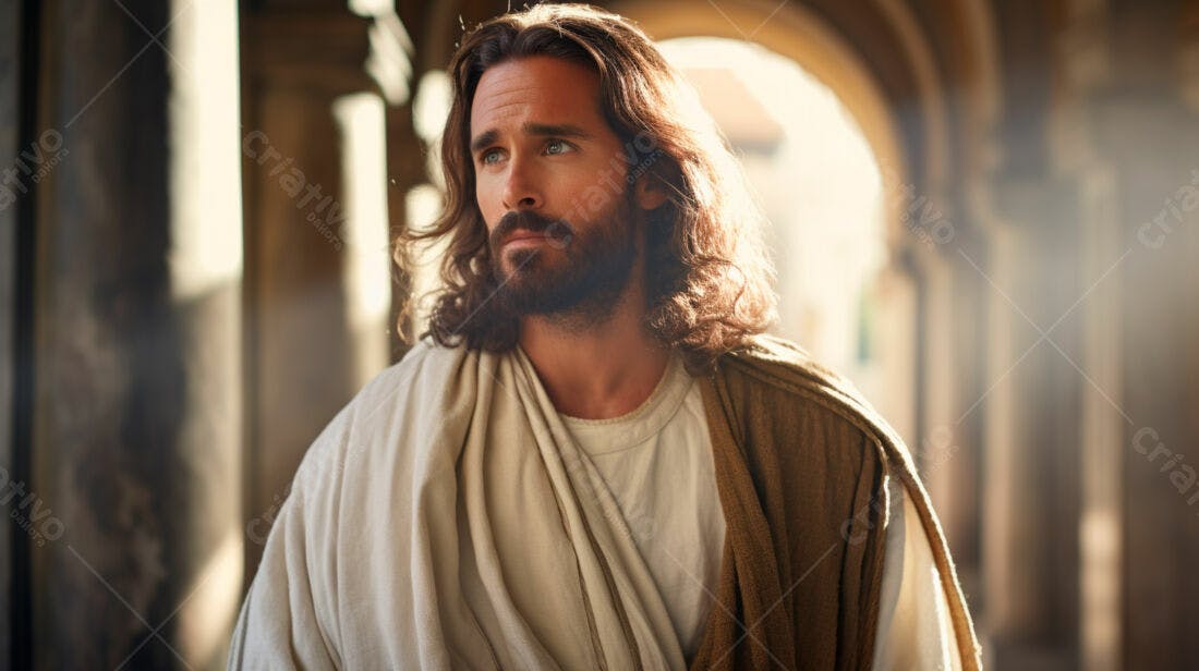 Jesus Cristo em ambiente antigo reflexivo