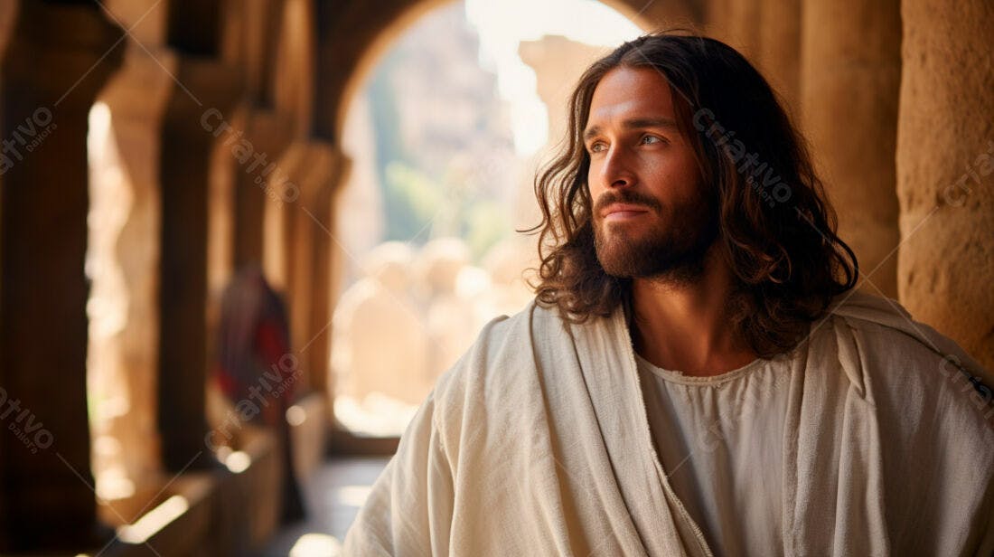Jesus Cristo em ambiente antigo reflexivo