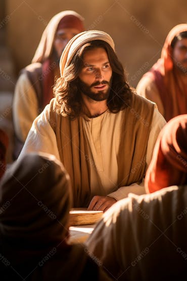 Jesus cristo cenário histórico com manto ensinamento ensinando discípulos