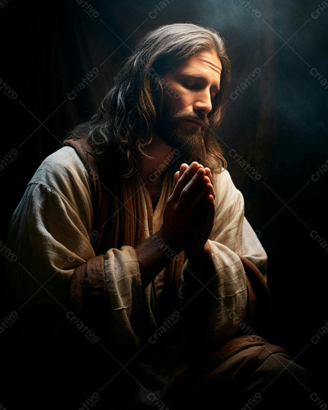 Jesus orando em tons terrosos