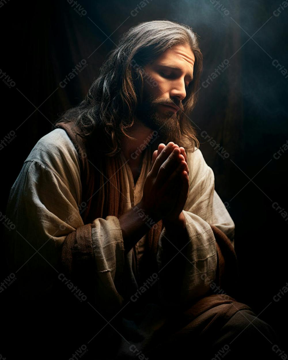 Jesus Cristo orando Em Um Cenário Histórico na missa igreja gospel