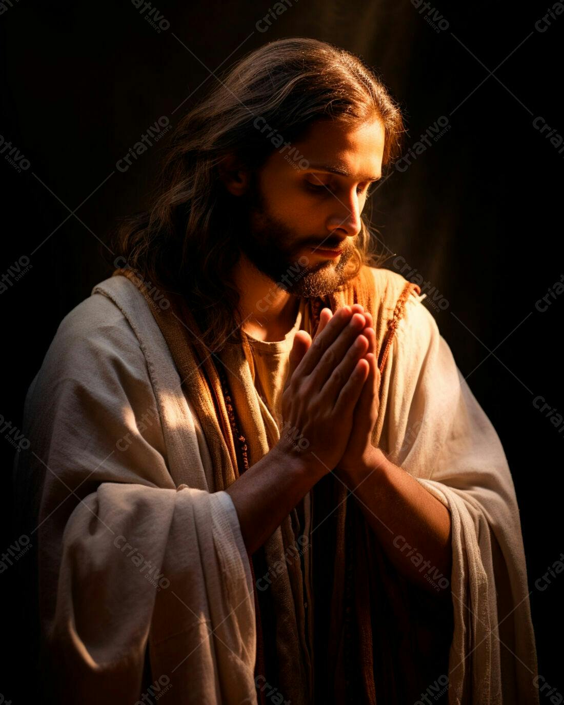 Jesus orando em tons quentes