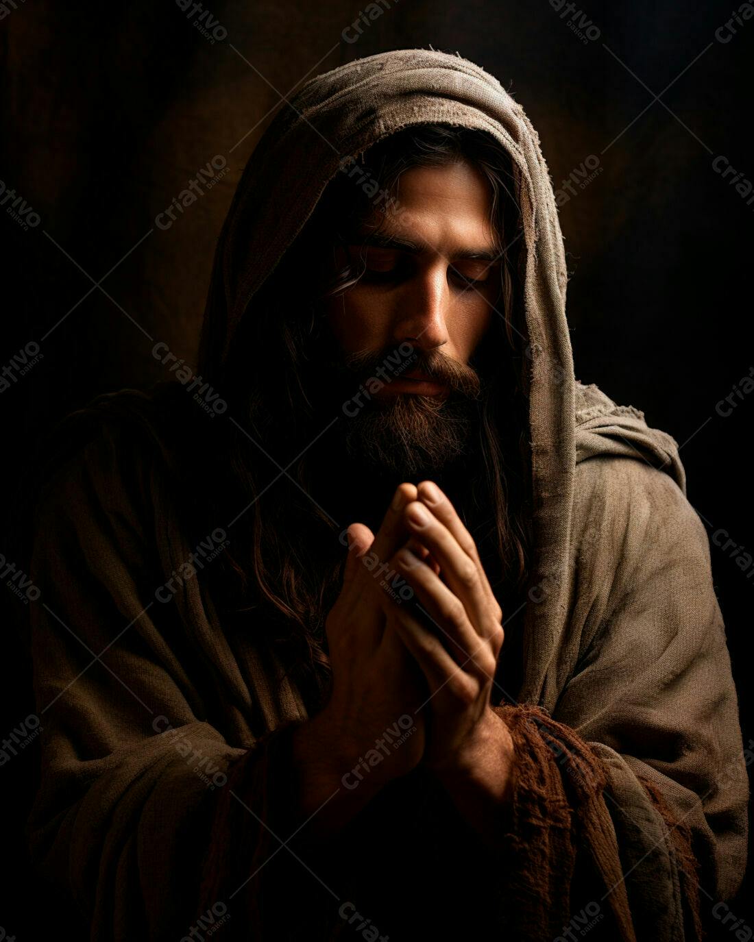 Jesus orando em tons terrosos