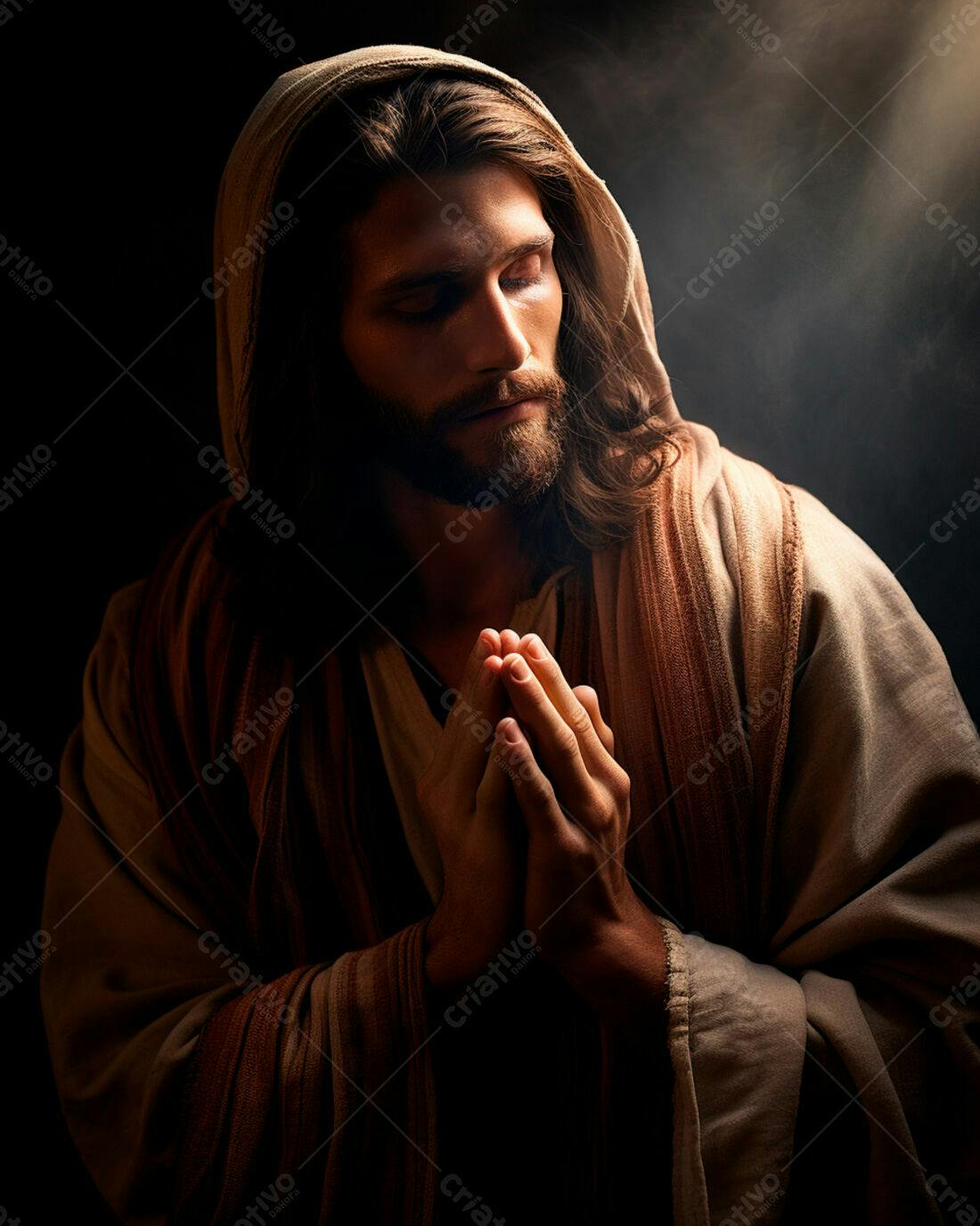 Jesus orando em tons terrosos