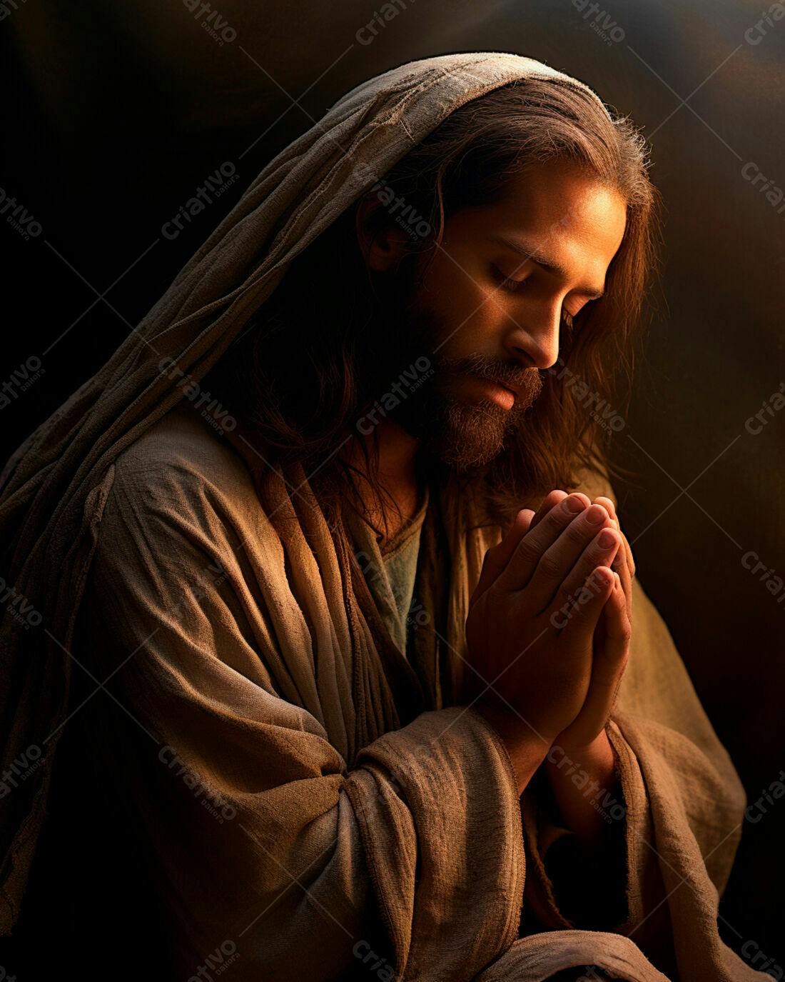 Jesus orando em tons terrosos
