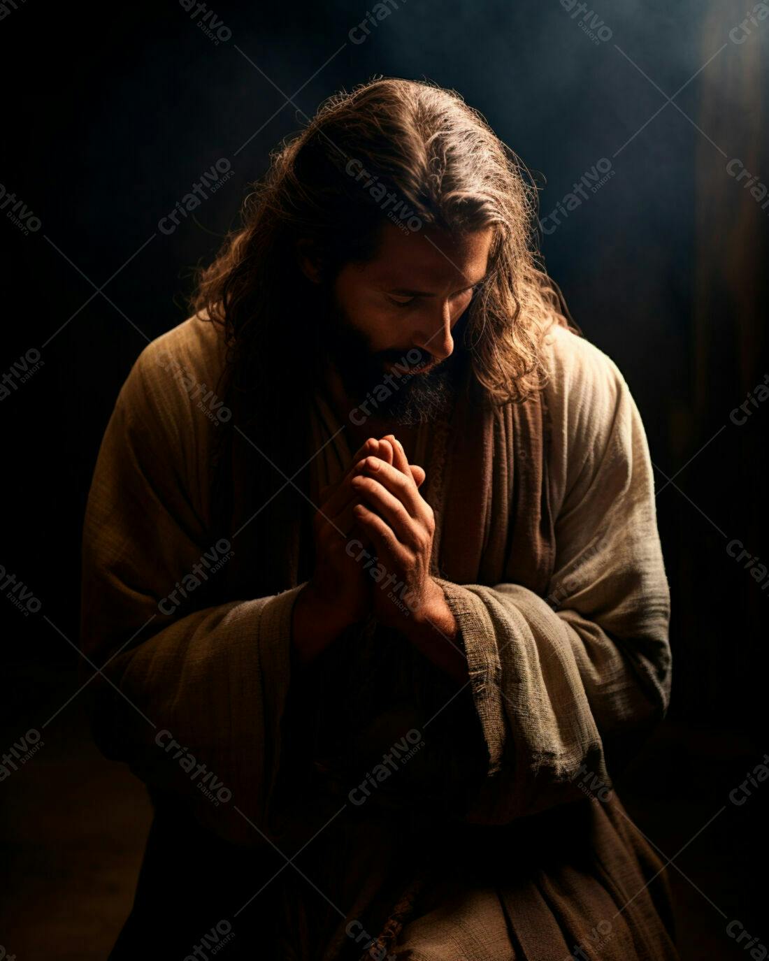 Jesus orando em tons terrosos