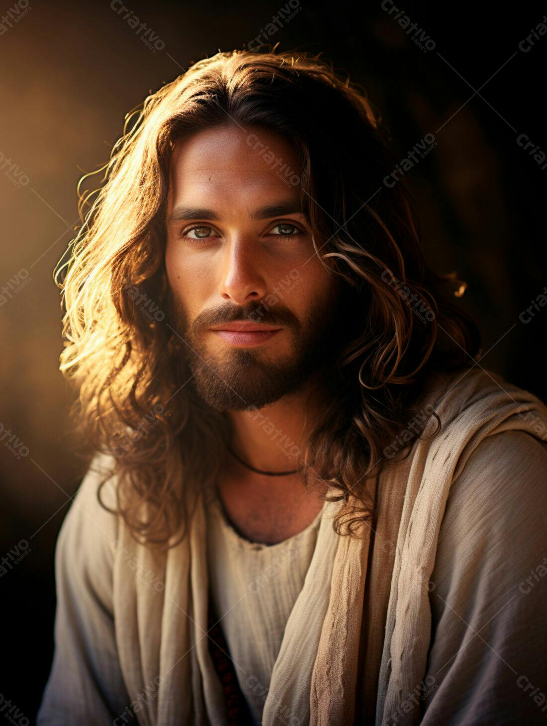 Retrato de Jesus Cristo iluminação dourada