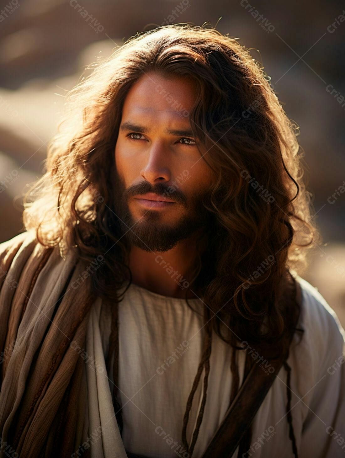 Jesus Cristo retrato sério tons terrosos