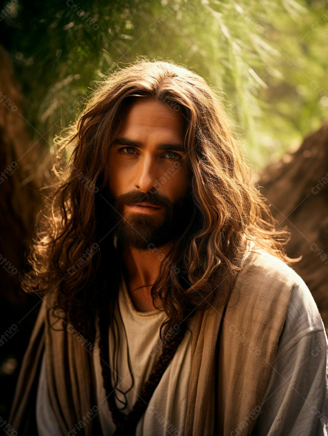 Jesus Cristo retrato fundo natureza