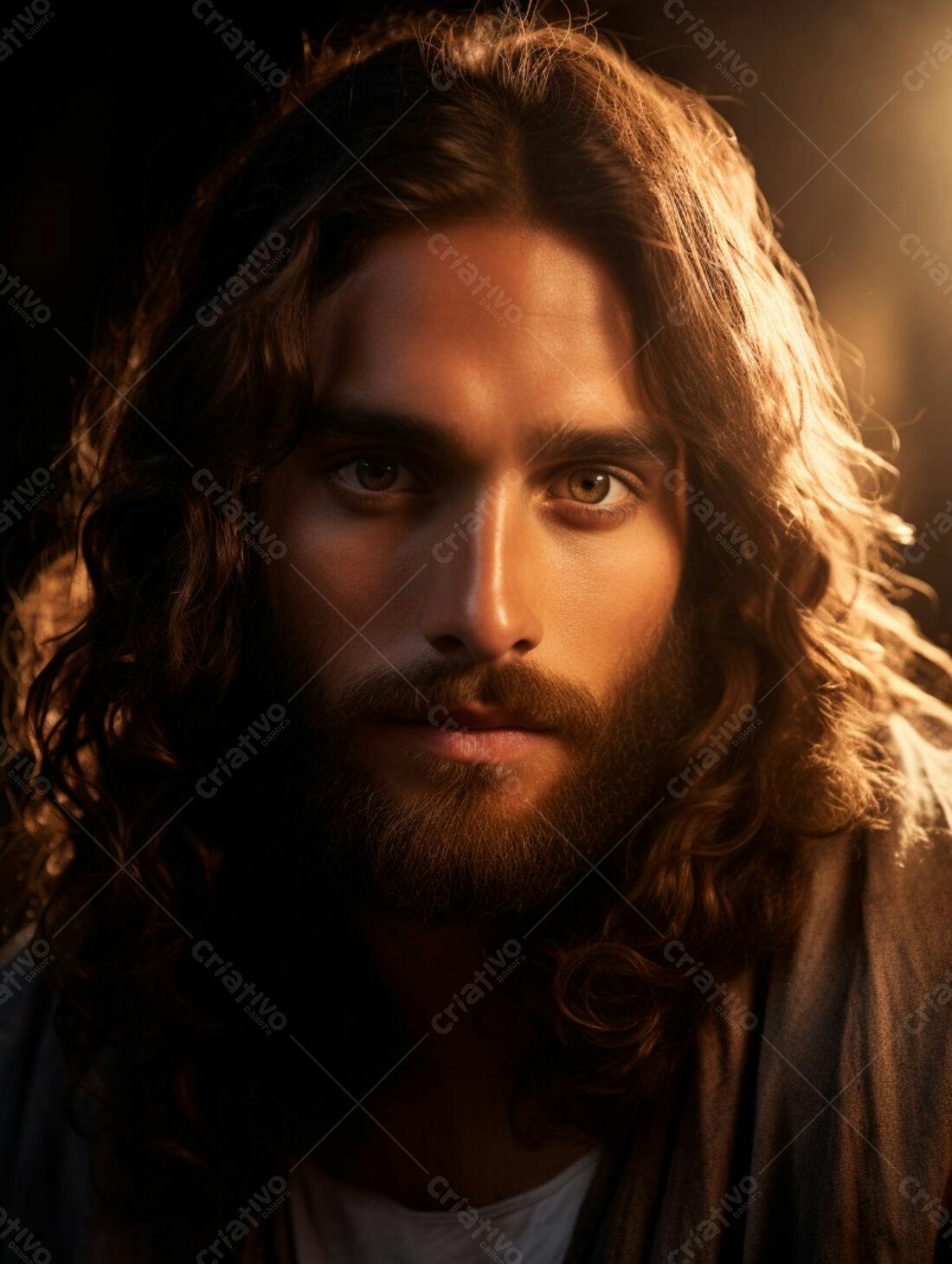 Homem com barba e cabelos longos retrato